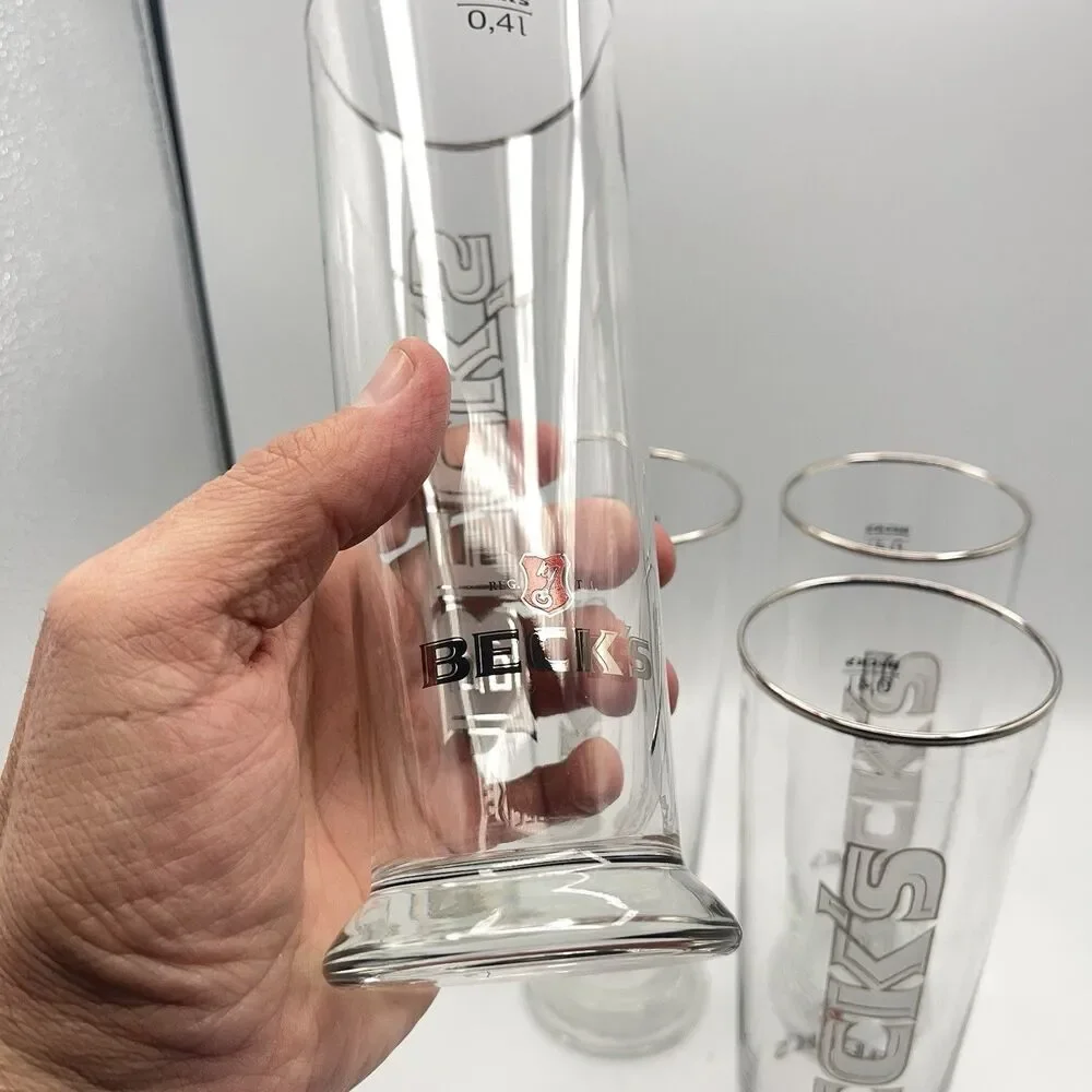 BECK’S Set Of 4 Beer Glasses 0.4L Bar Pub Tall Glass Becks